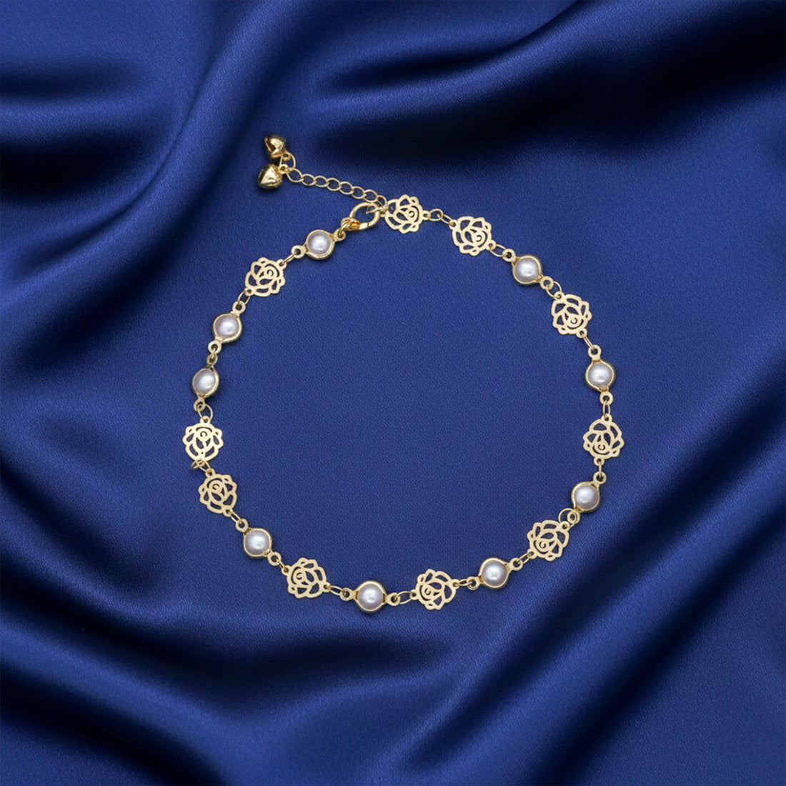Golden Pearl Rose Anklet GWA -48