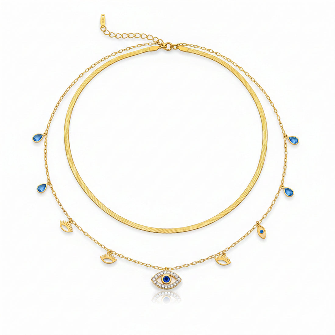 Evil Eye Layered Charm Necklace GWN -104