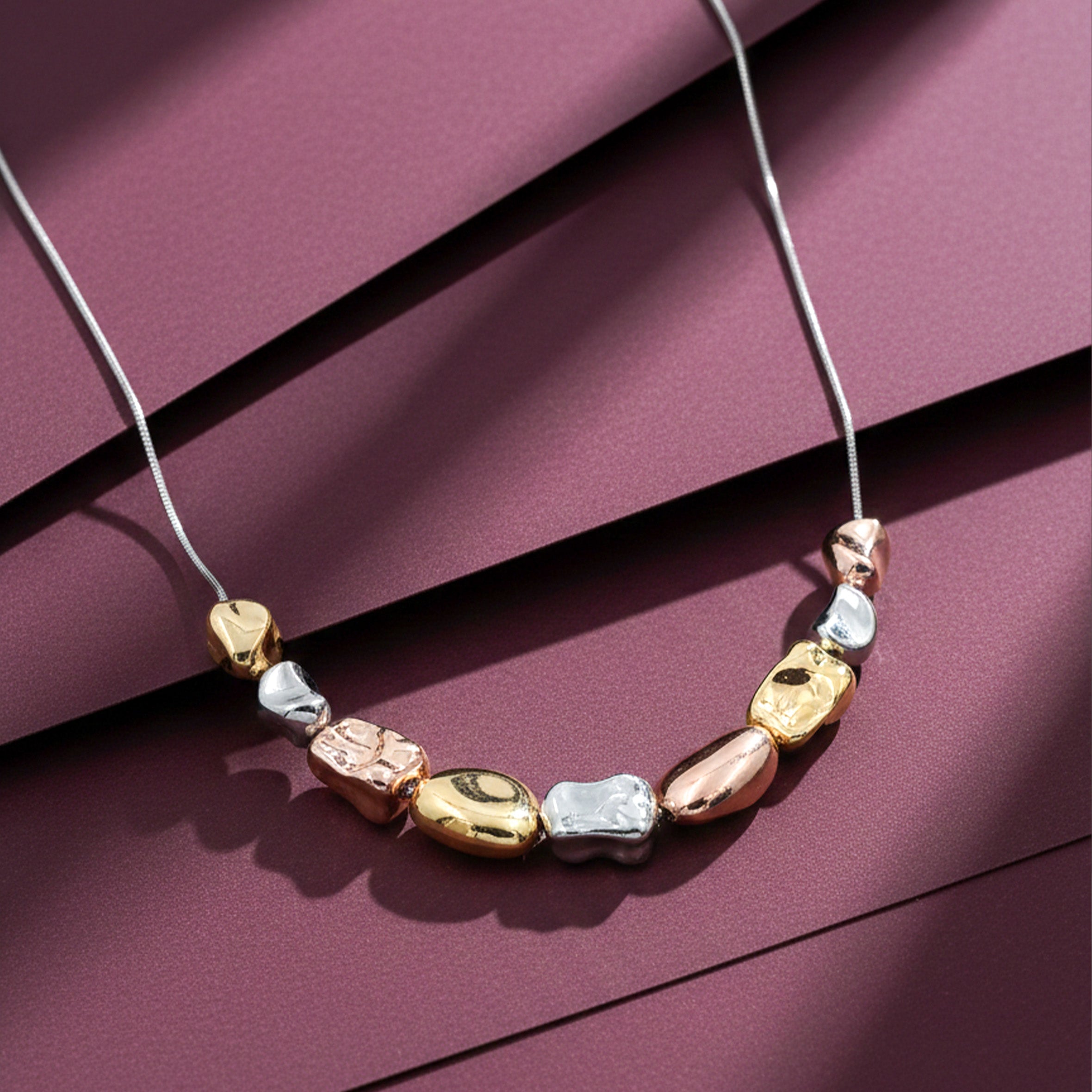 Gold, Silver & Rose Gold Charm Necklace GWN -65