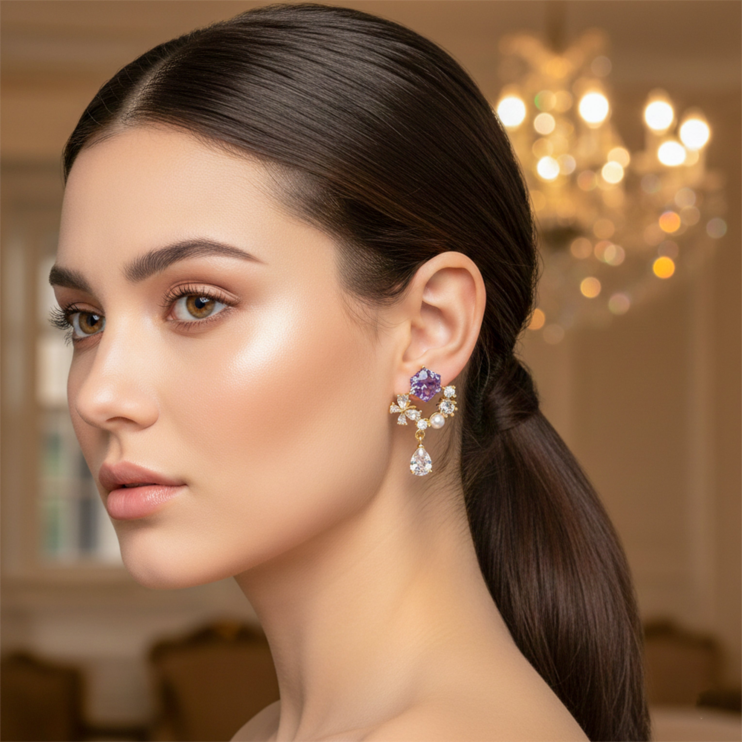 Royal Bloom Drop Earrings GWE -168