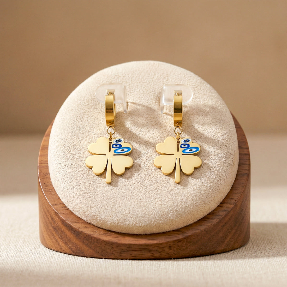 Lucky Clover Nazar Hoop Earrings GWE -82
