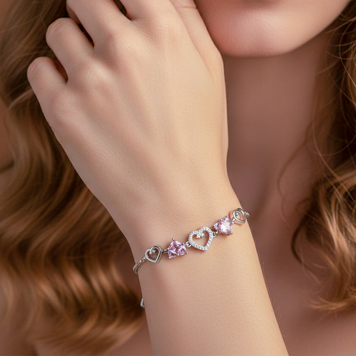 Pink & Crystal Heart Slider Bracelet GWB -156