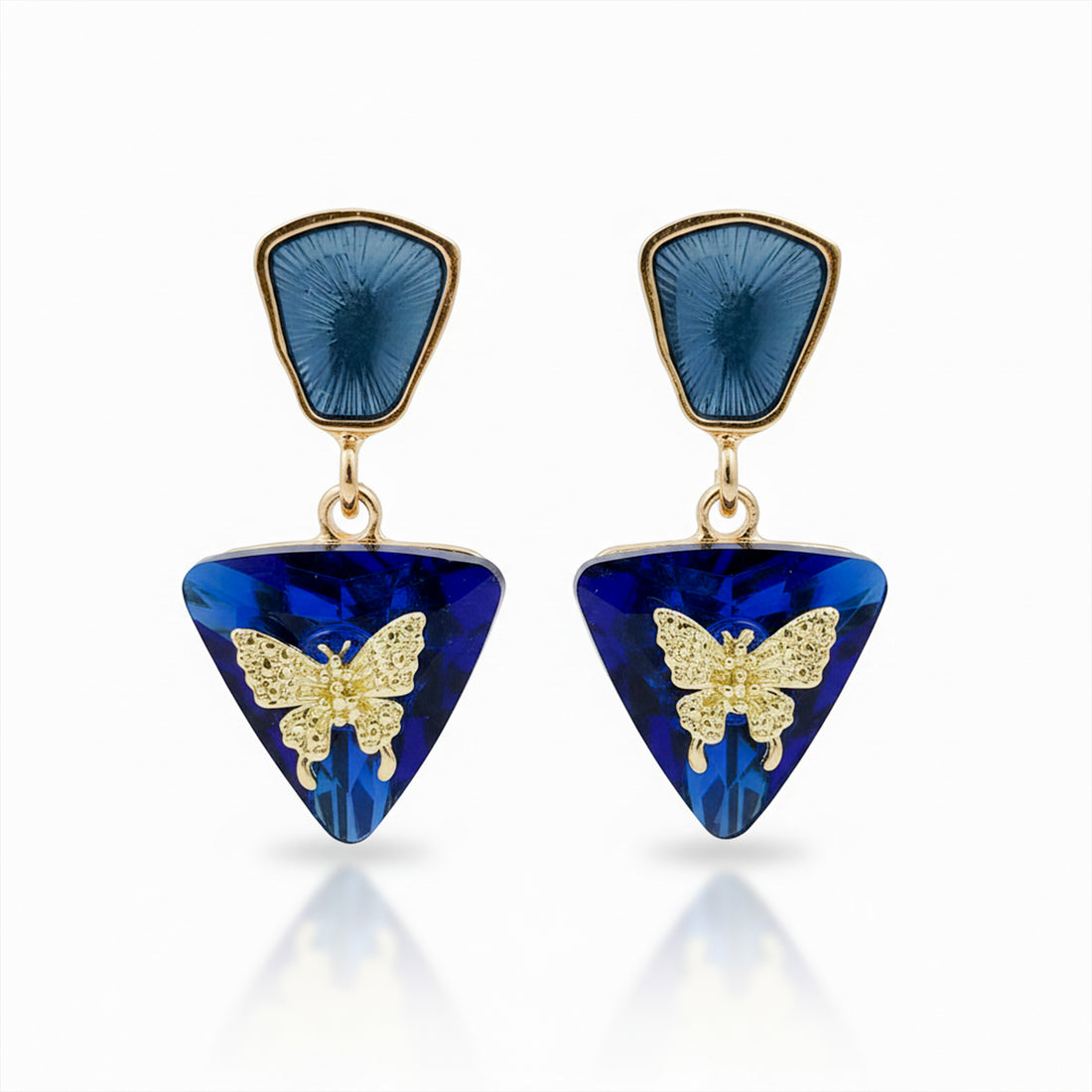Blue Butterfly Crystal Earrings GWE -223