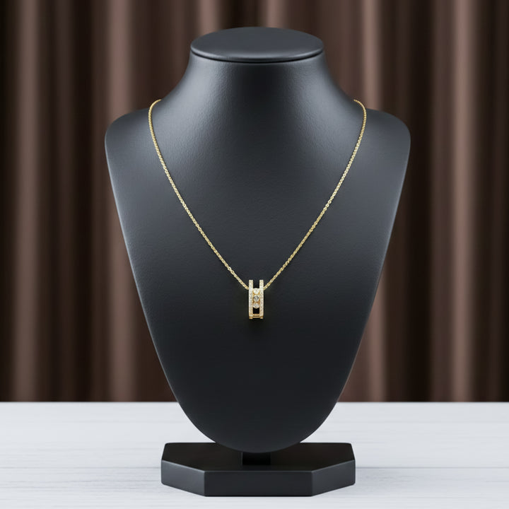 Gold Triple Stone Charm Necklace GWN -47