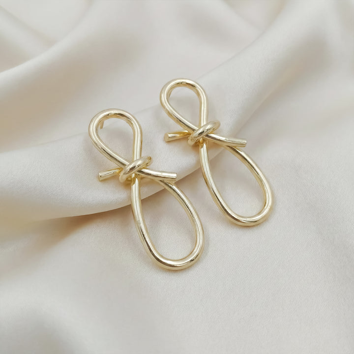 Golden Ribbon Loop Drop Earrings GWE -56