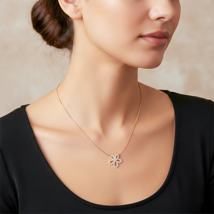 Diamond Daisy Flower Necklace GWN -103