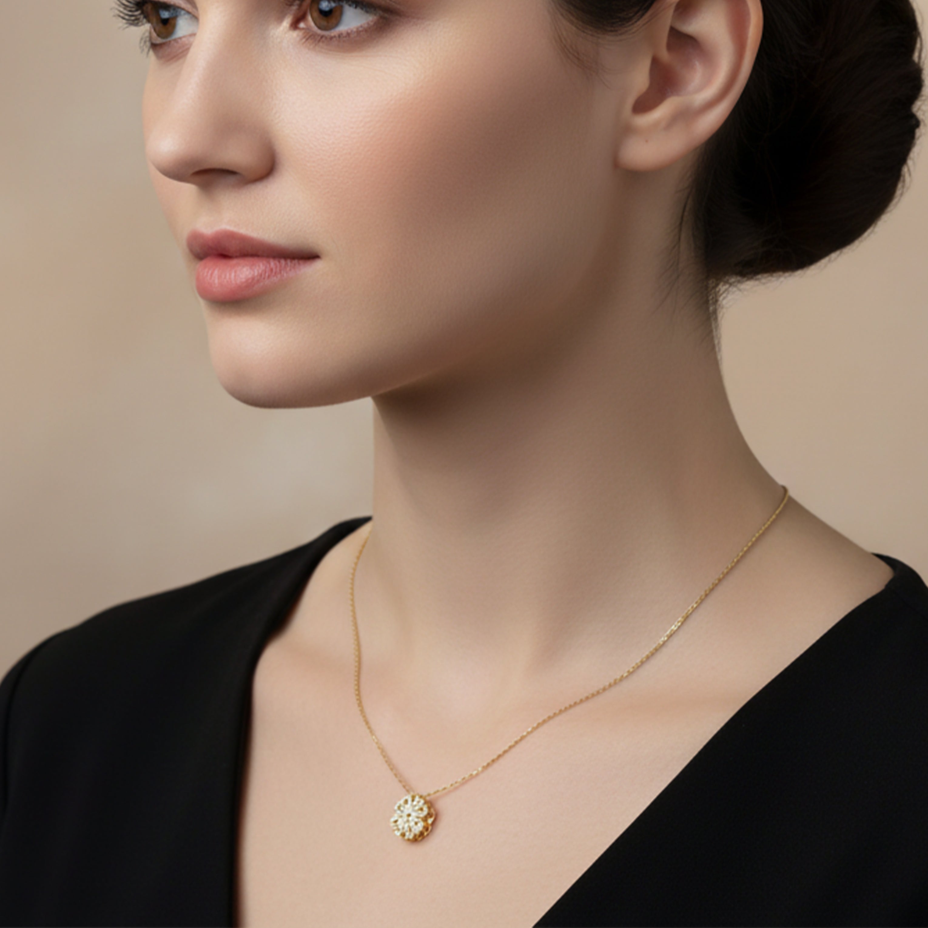 Diamond Clover Charm Necklace GWN -138