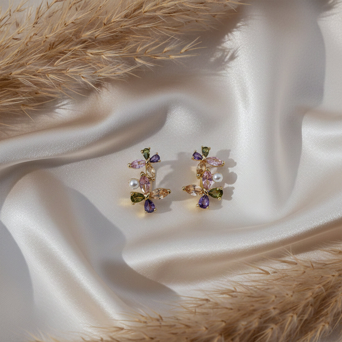 Pastel Bloom Pearl Earrings GWE -155