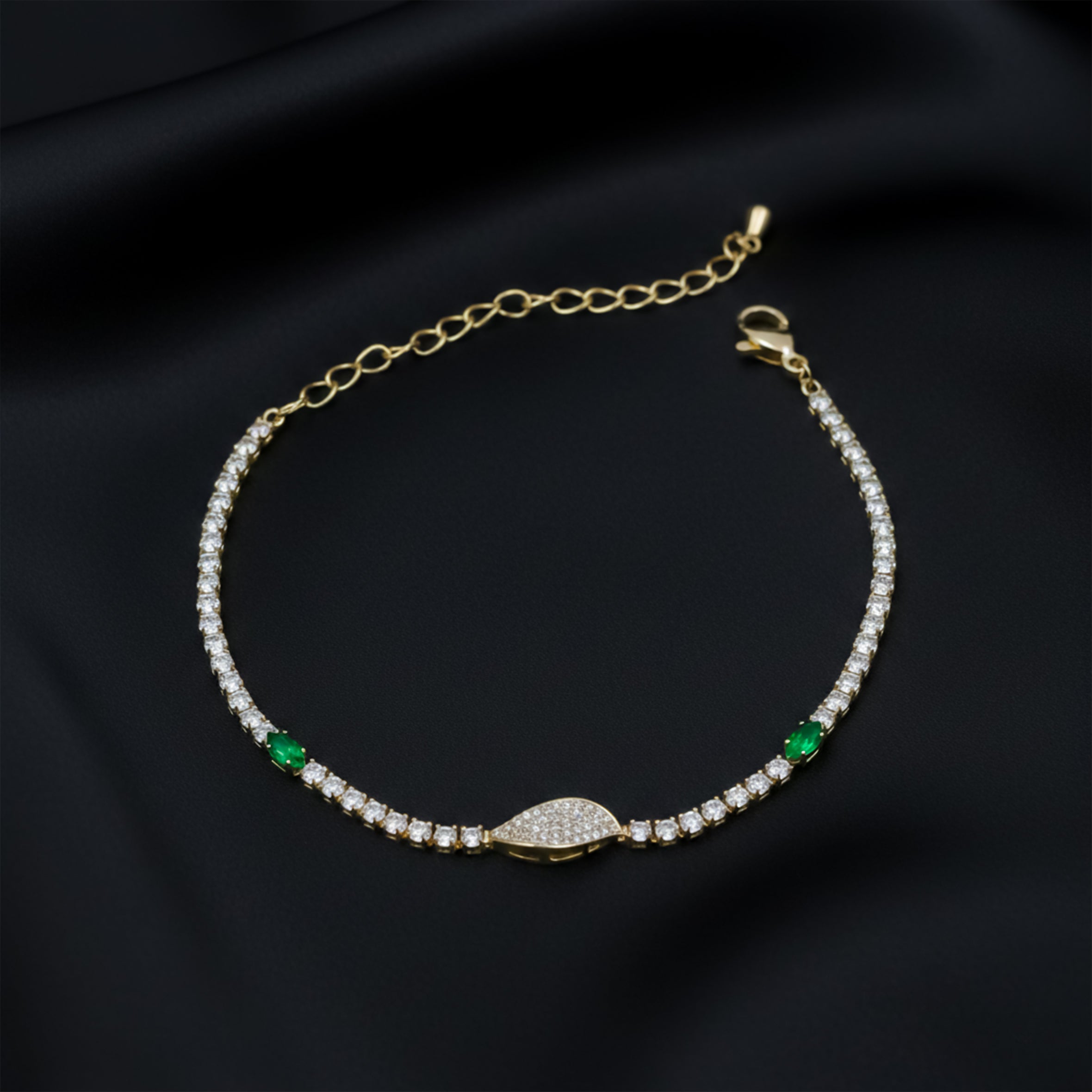 Emerald Leaf Tennis Bracelet GWB -106