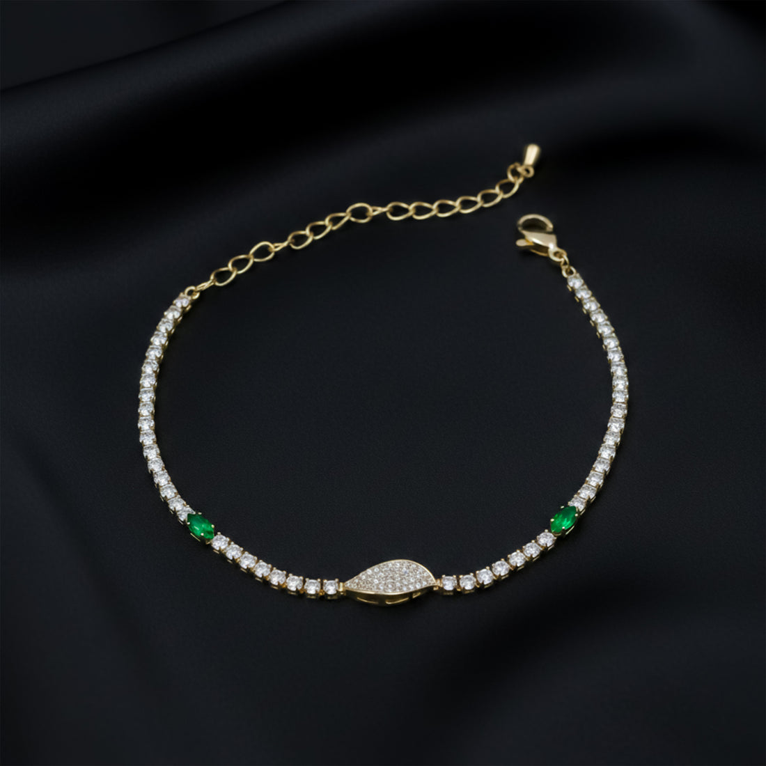 Emerald Leaf Tennis Bracelet GWB -106