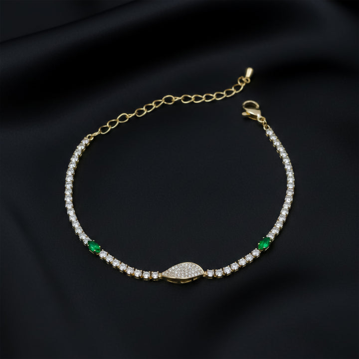 Emerald Leaf Tennis Bracelet GWB -106