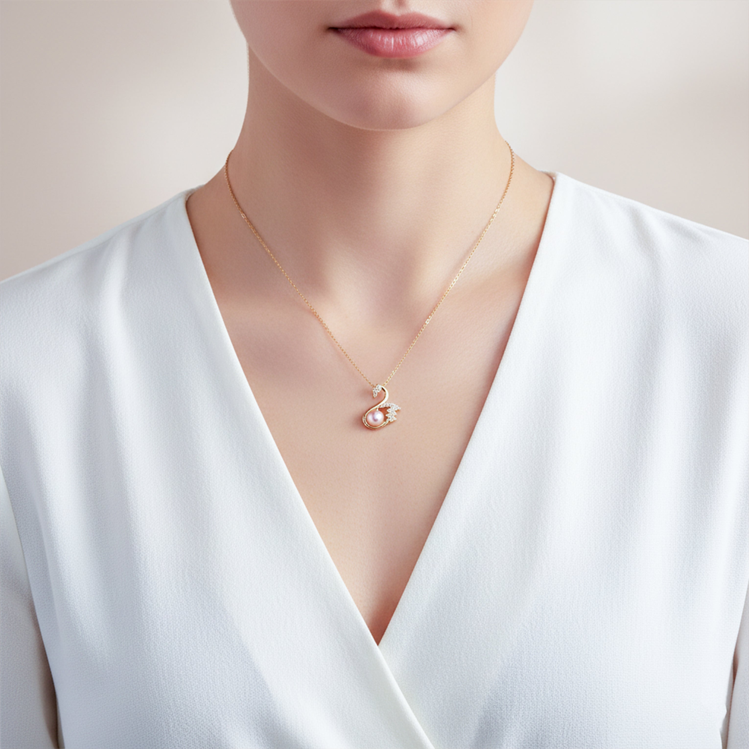 Gold Swan Crystal Necklace GWN -36