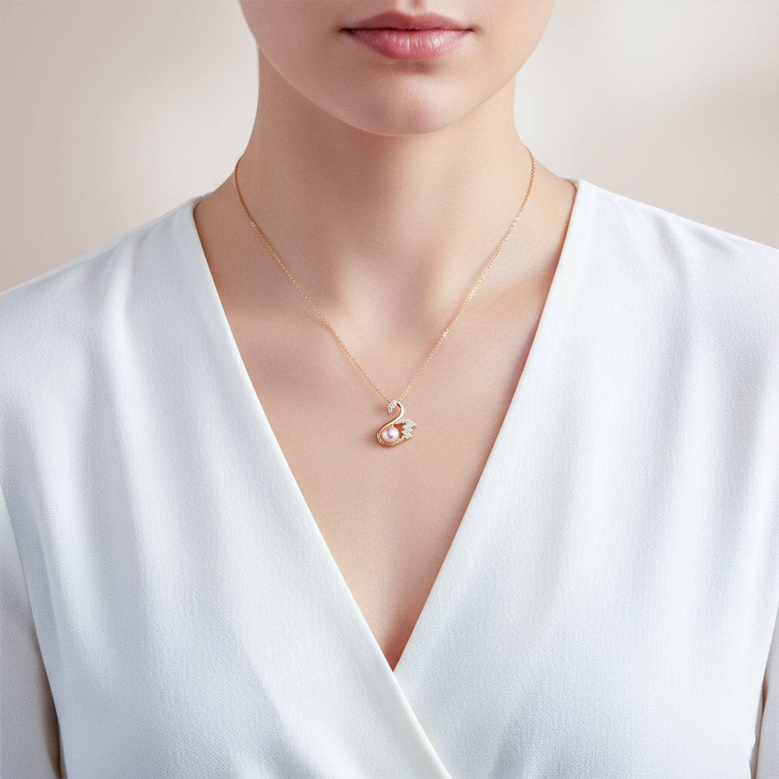 Gold Swan Crystal Necklace GWN -36