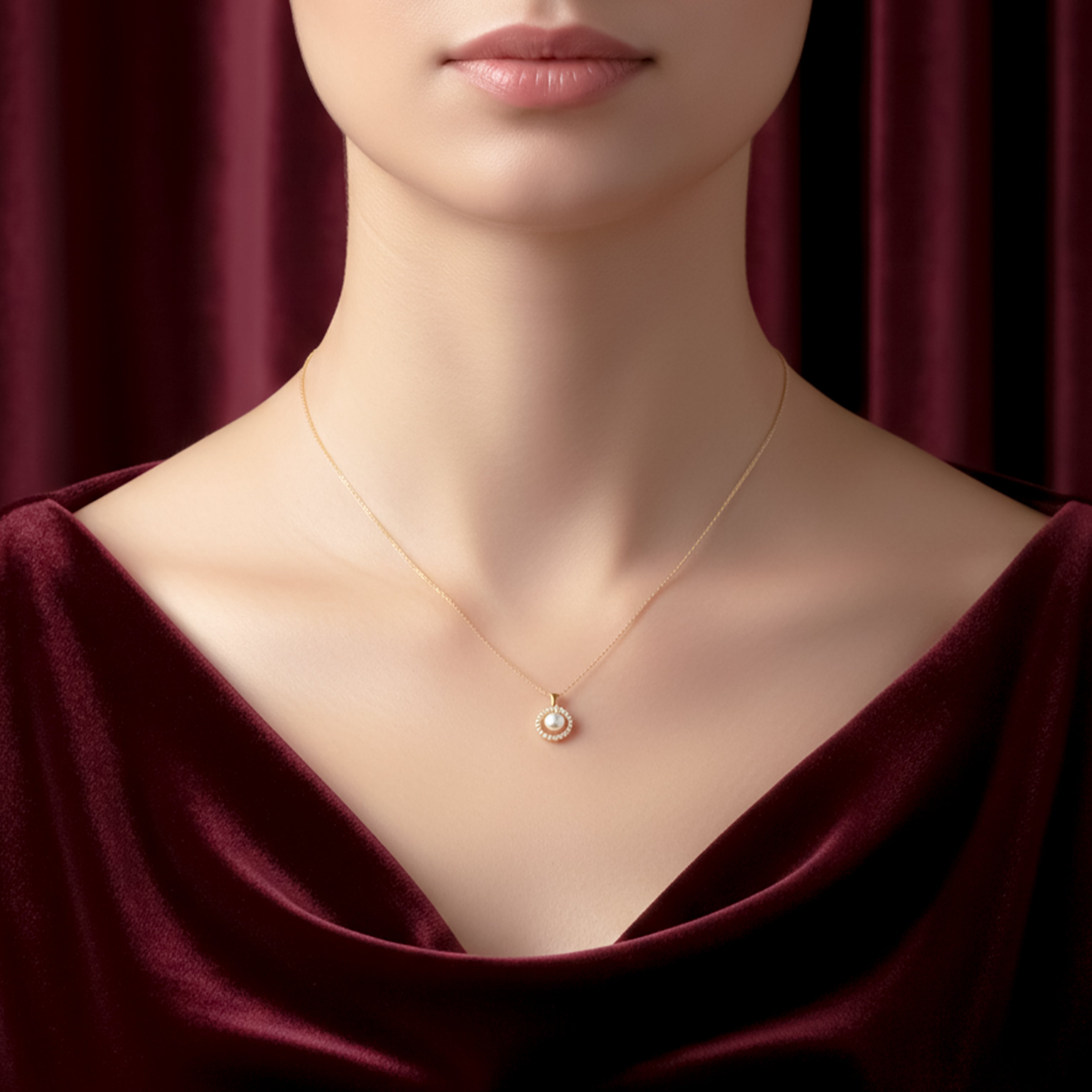 Crystal Circle Pearl Pendant GWN -57