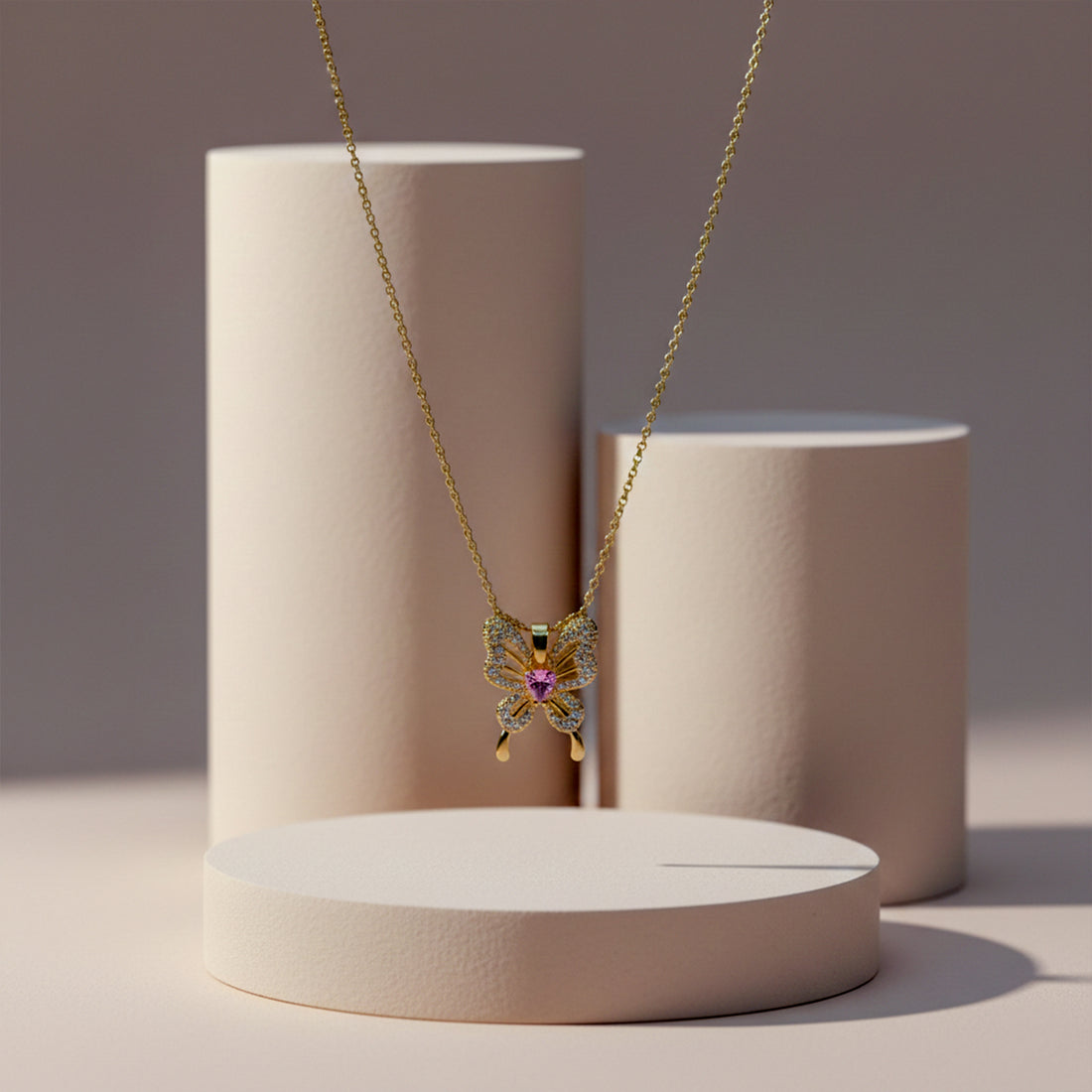 Gold Butterfly Charm Necklace GWN -87