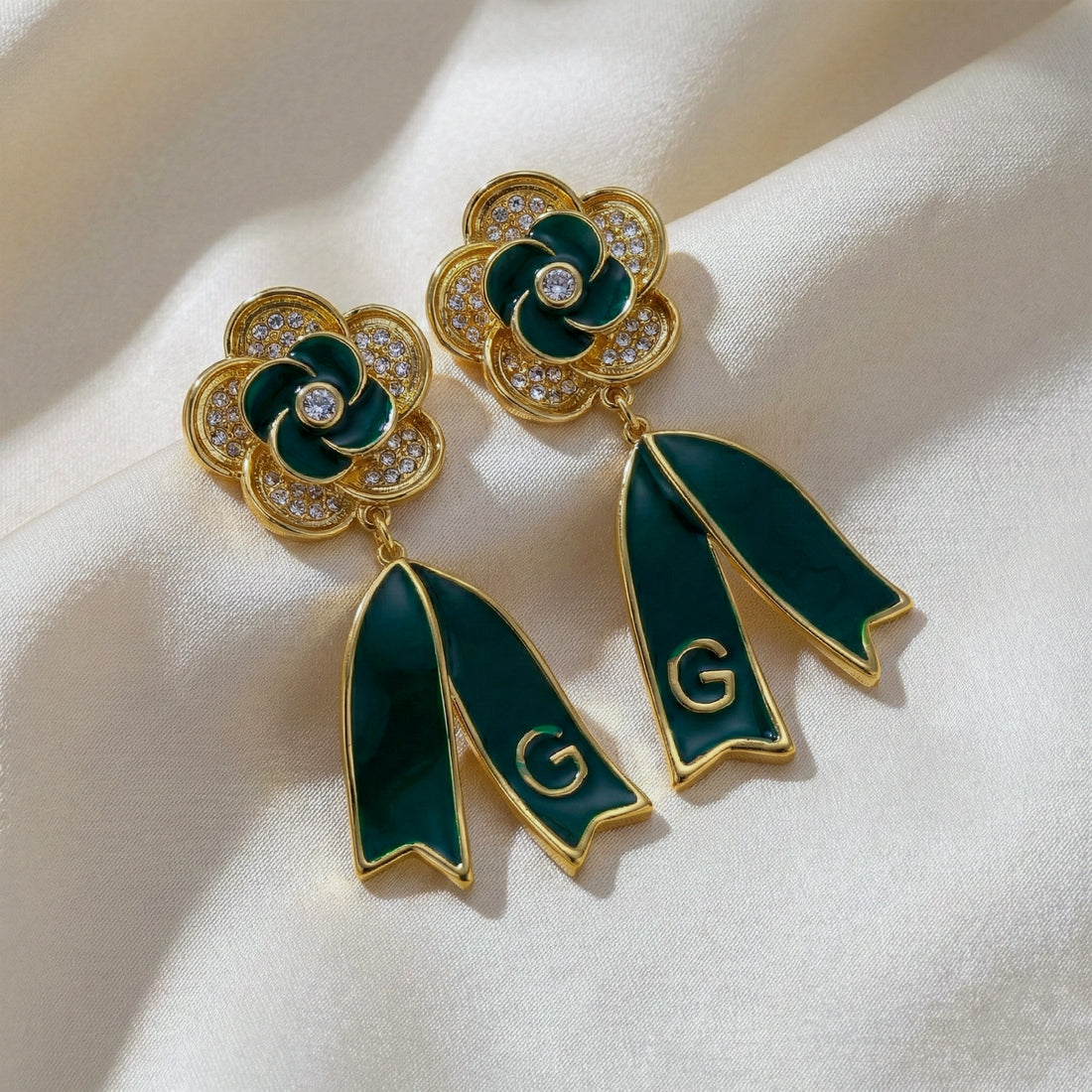 Crystal Ribbon Drop Earrings GWE -60