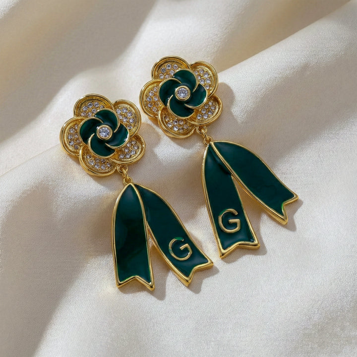 Crystal Ribbon Drop Earrings GWE -60