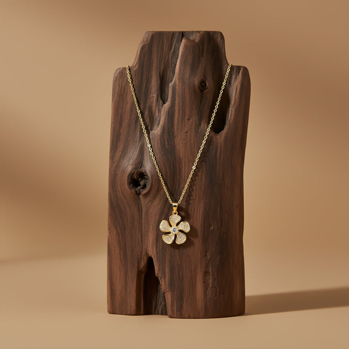 Golden Blossom Crystal Pendant Necklace GWN -164