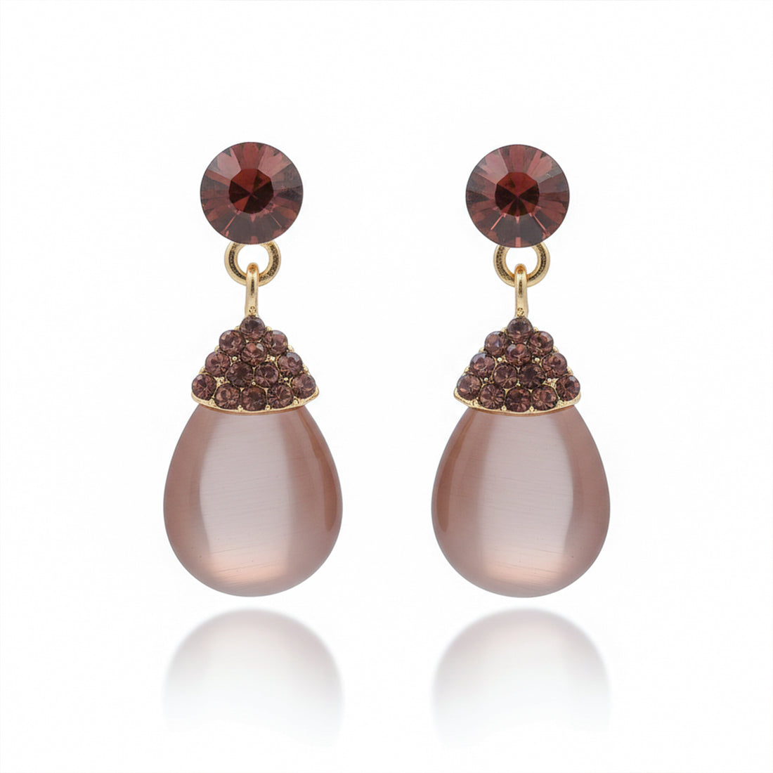 Smoky Teardrop Crystal Earrings GWE -214