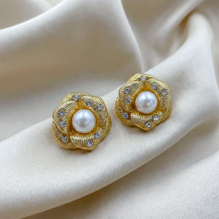 Aurora Pearl Bloom Crystal Stud Earrings GWE -53