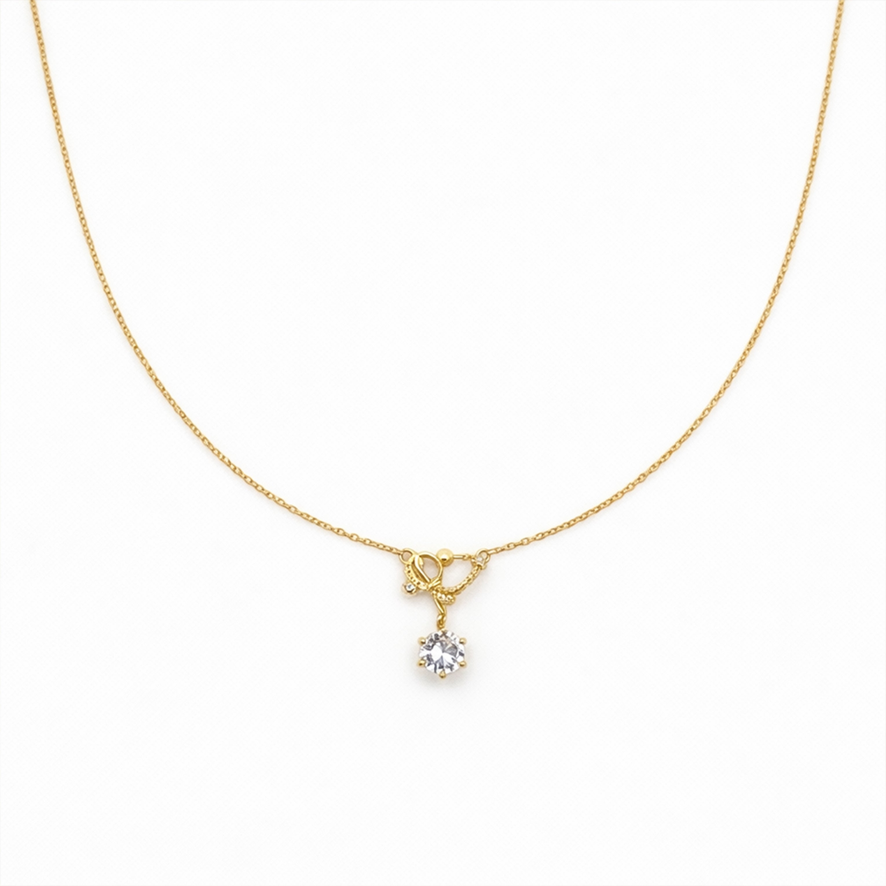 Elegant Solitaire Charm Pendant Necklace GWN -129