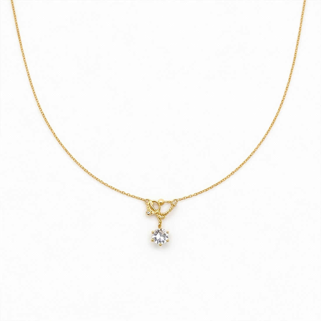Elegant Solitaire Charm Pendant Necklace GWN -129