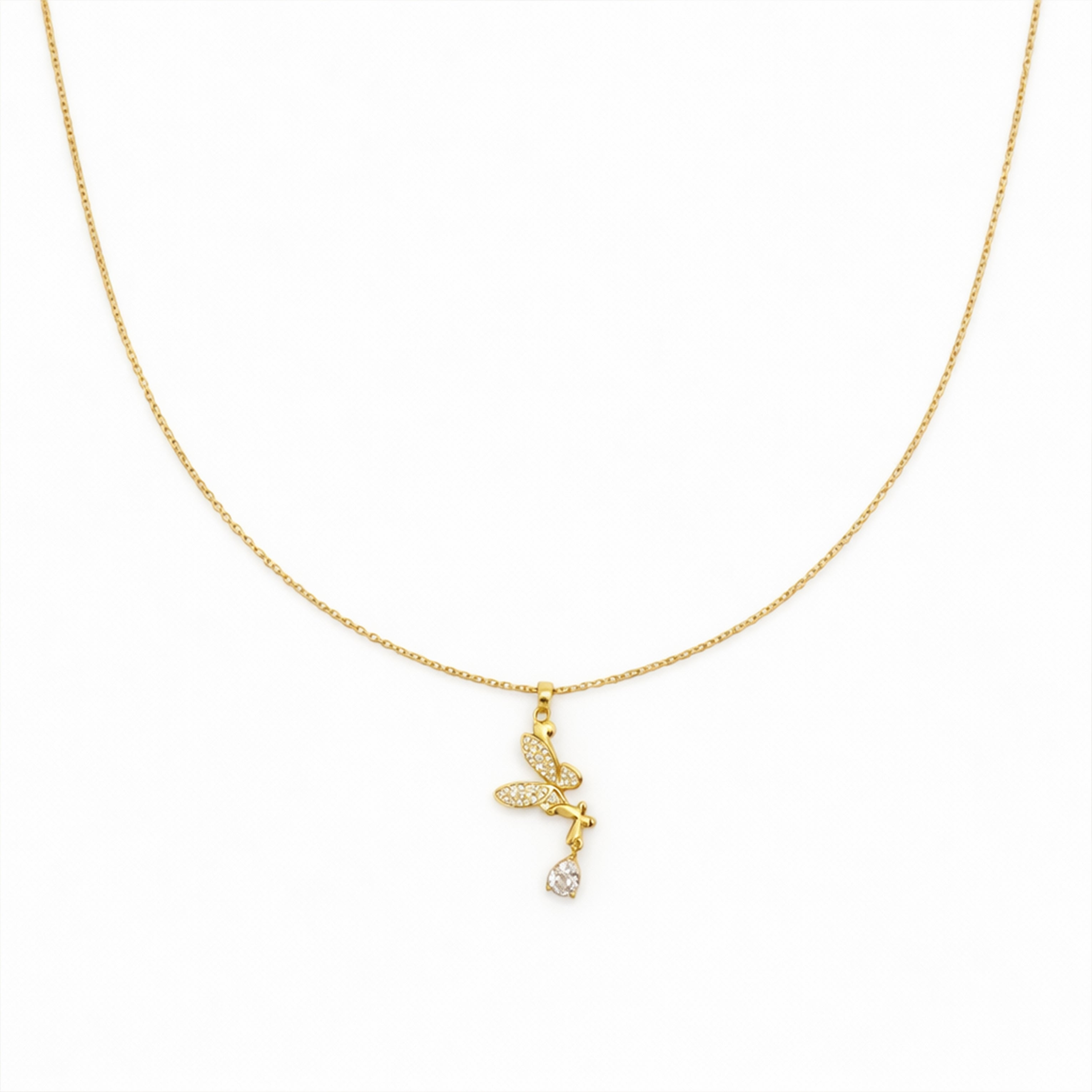 Elegant Butterfly Drop Pendant Necklace GWN -147