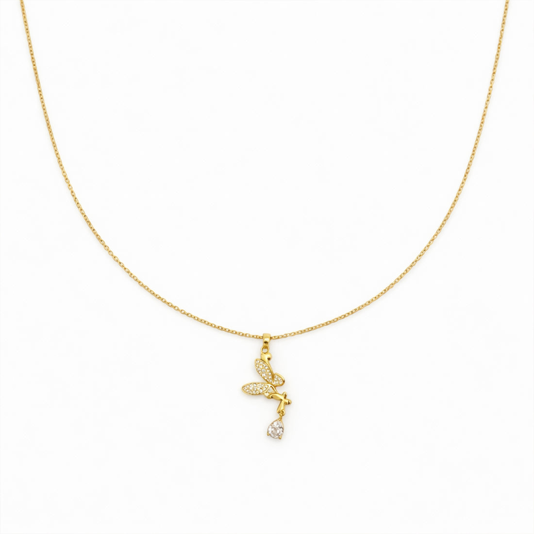 Elegant Butterfly Drop Pendant Necklace GWN -147