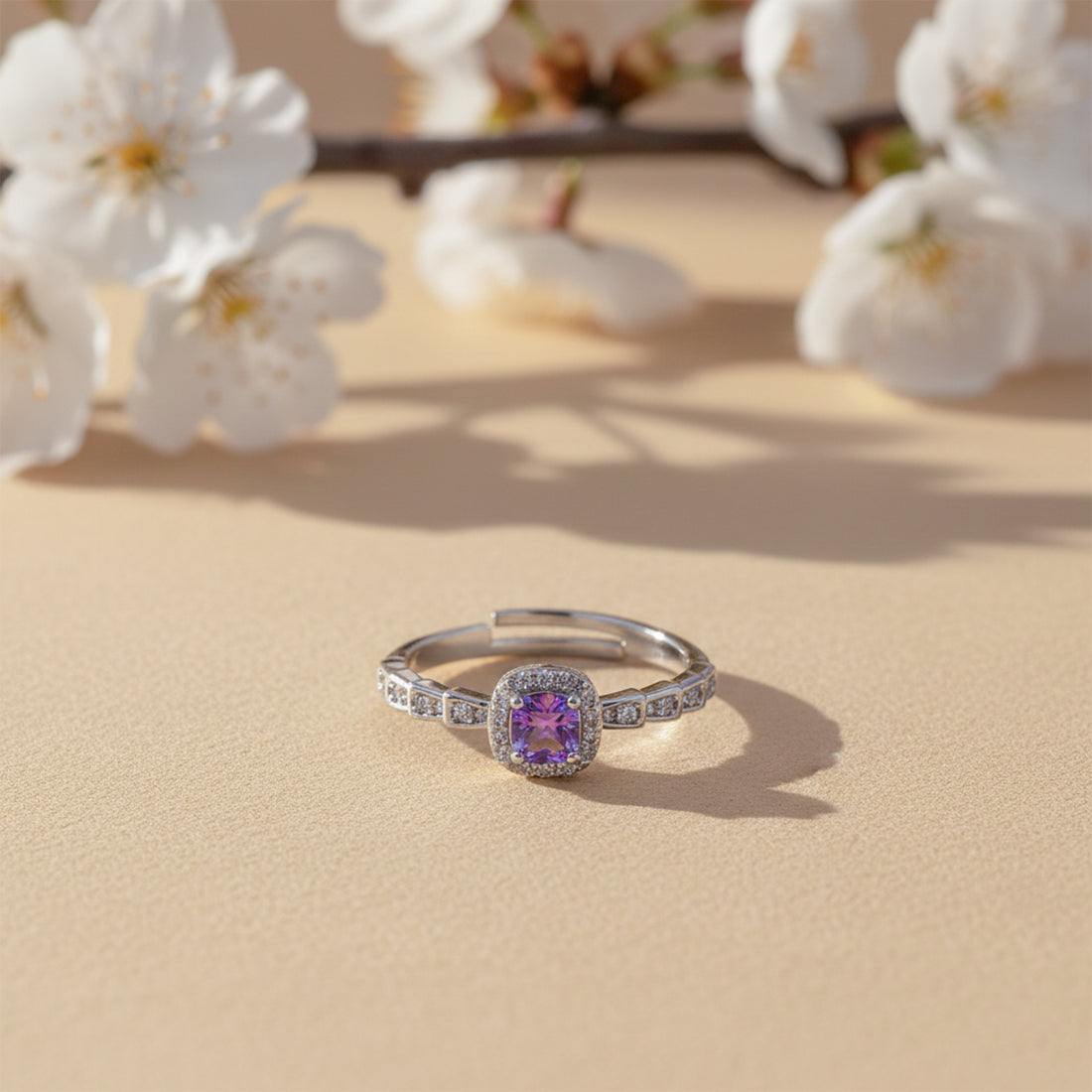 Lavender Halo Crystal Ring GWR -41