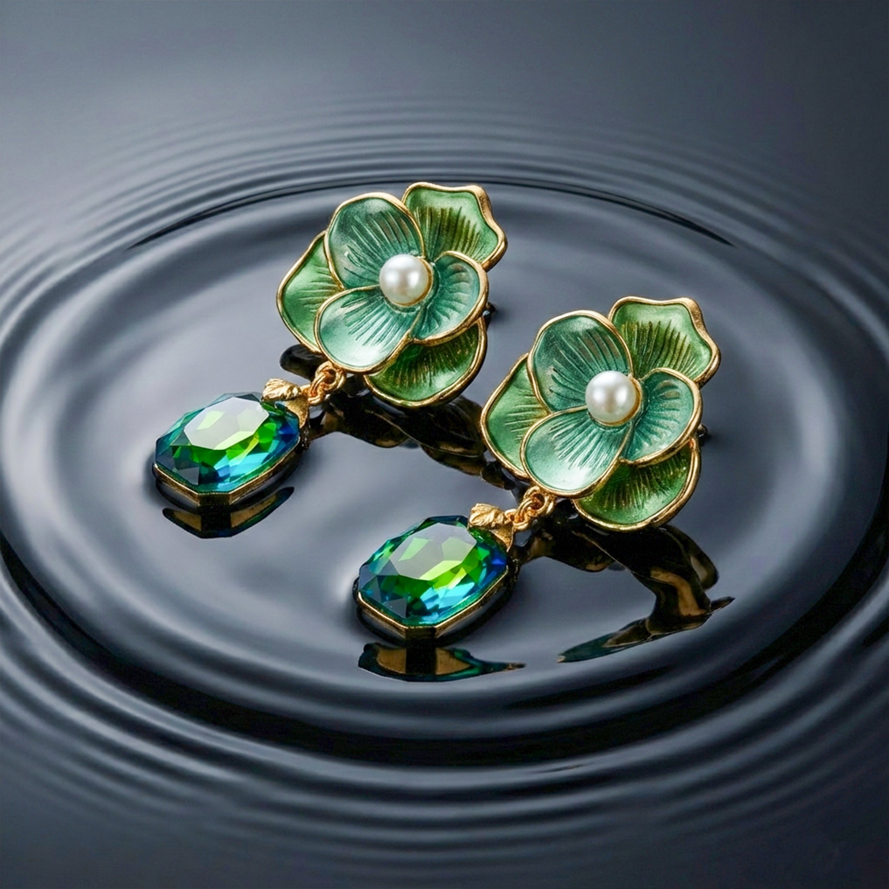 Green Floral Earrings GWE -231