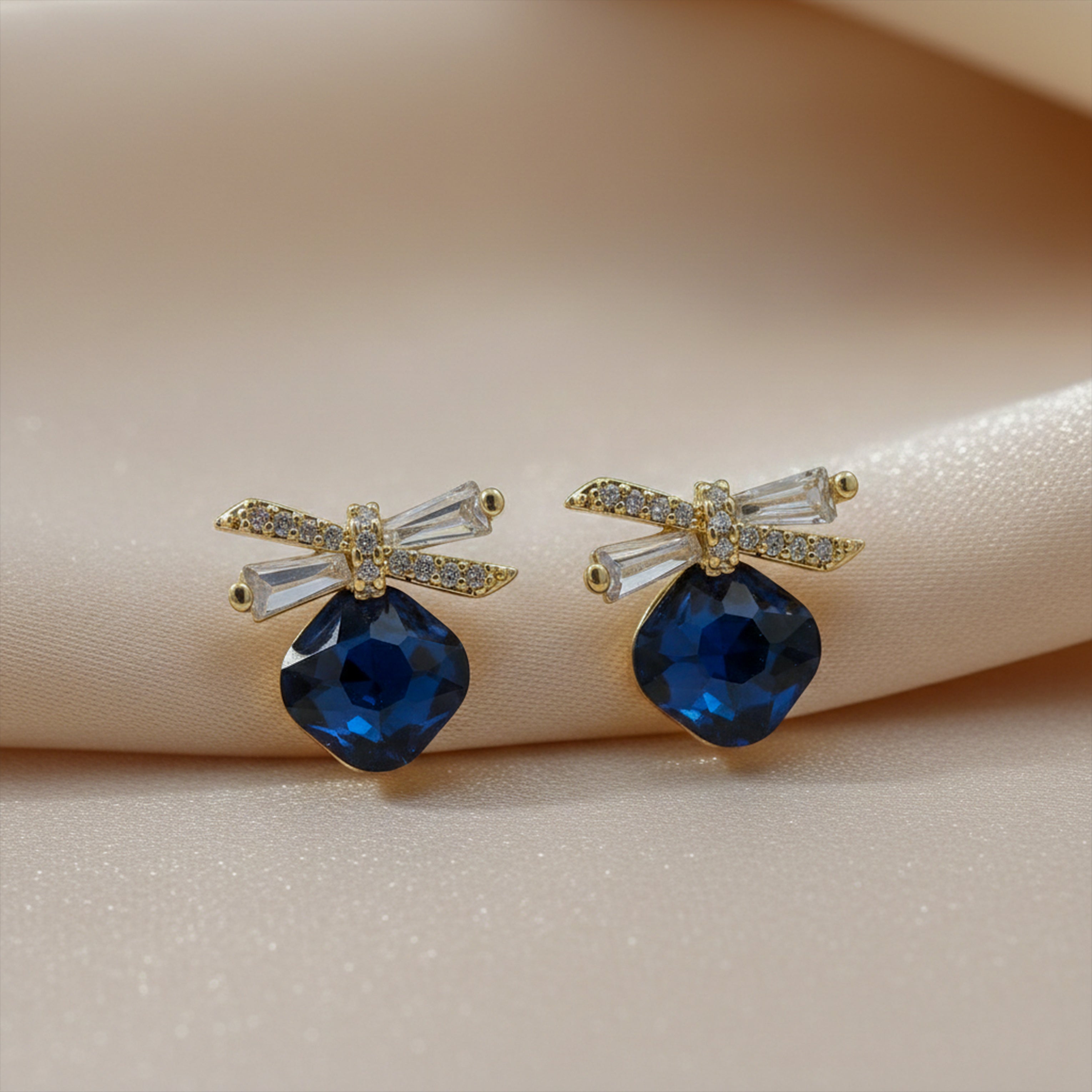 Navy Blue Crystal Earrings GWE -153