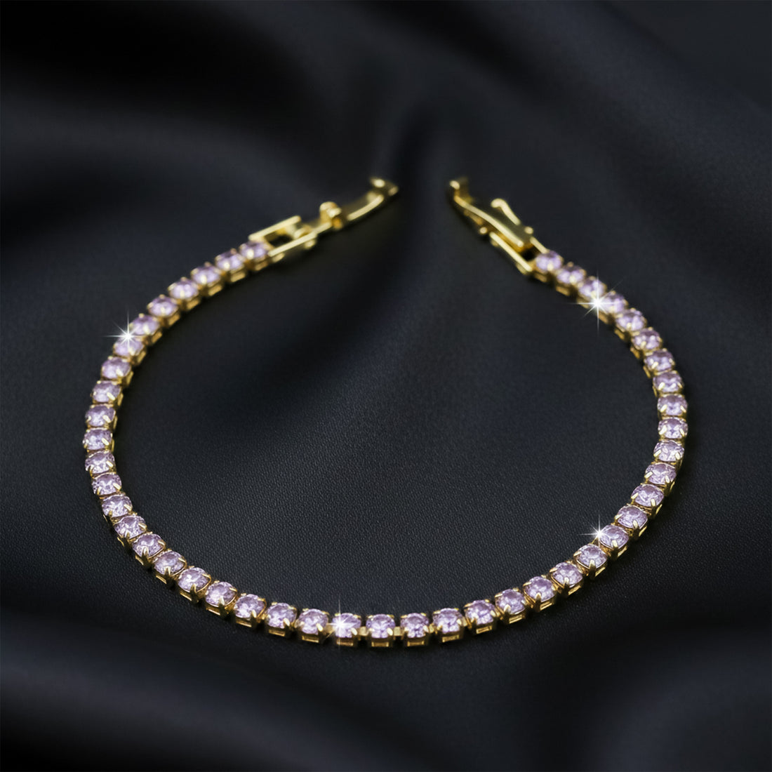 Crystal Gold Tennis Bracelet GWB -55