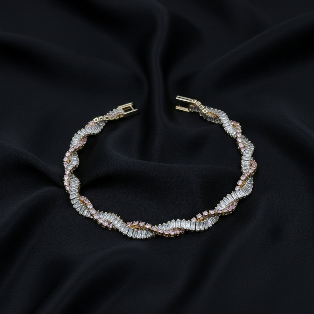 Pink Baguette Stone Twisted Bracelet GWB -90