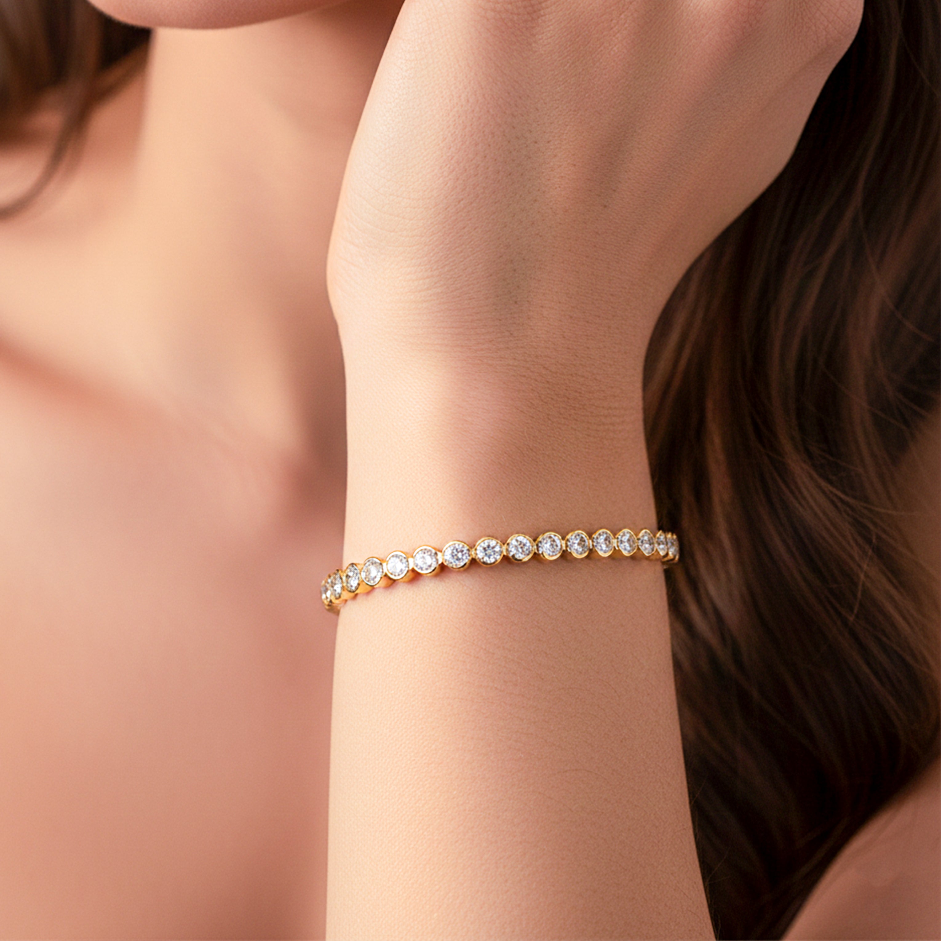 Classic Gold Bezel Tennis Bracelet GWB -38