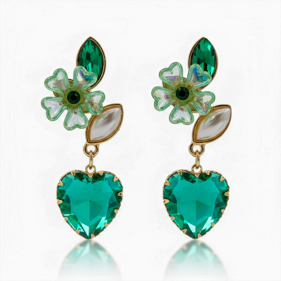 reen Heart Crystal Earrings GWE -238