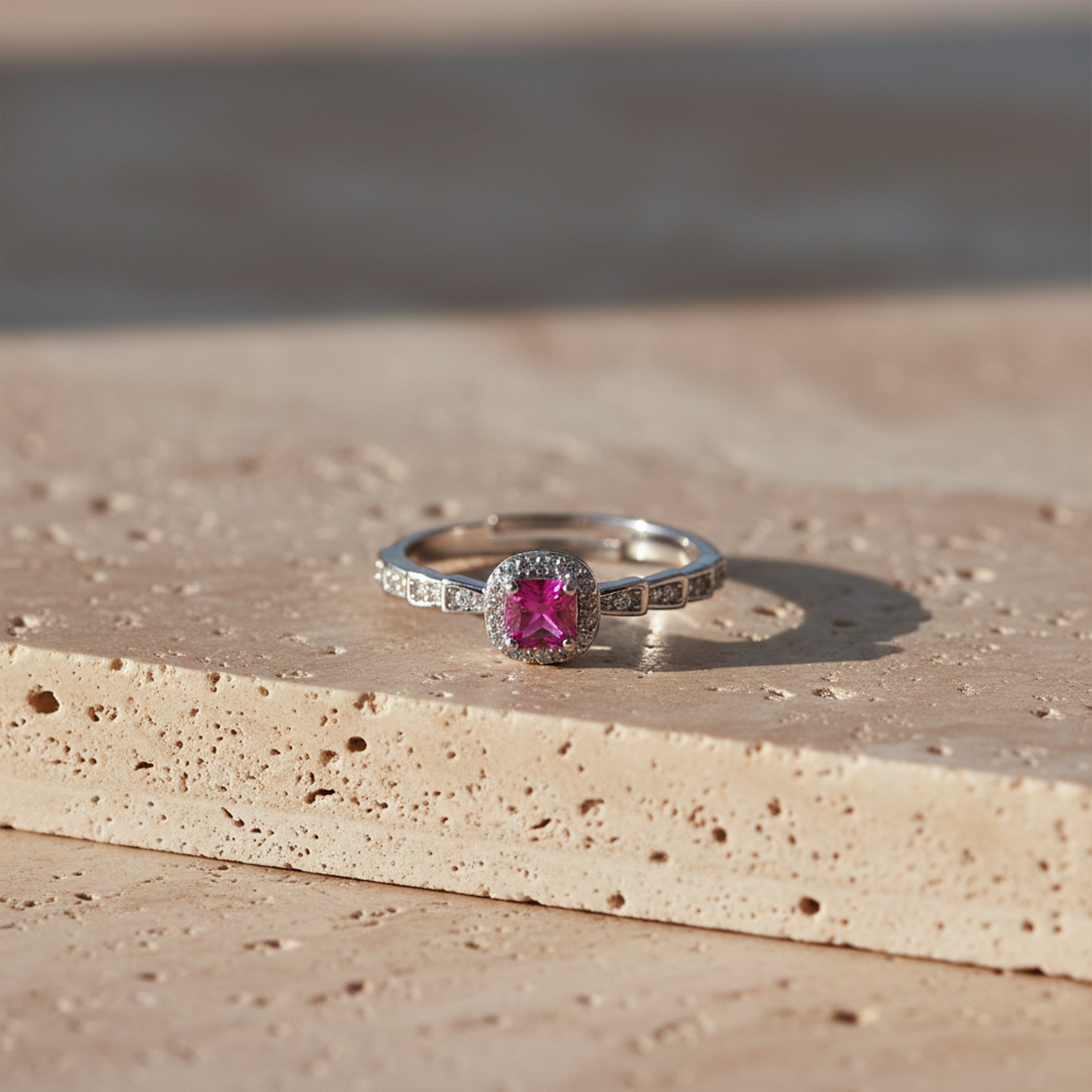 Ruby Glow Halo Silver Ring GWR -38