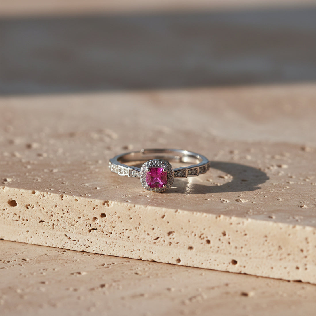 Ruby Glow Halo Silver Ring GWR -38