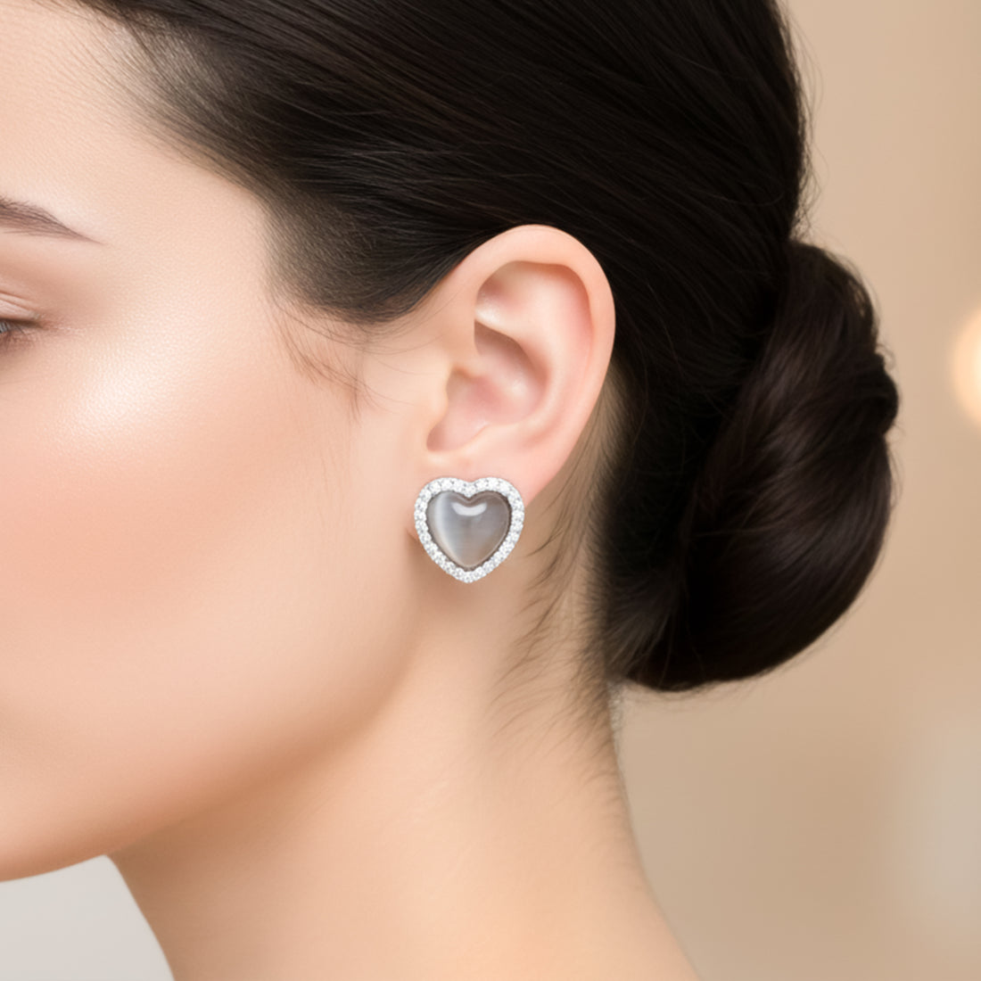 Moonlight Heart Halo Stud Earrings GWE -93