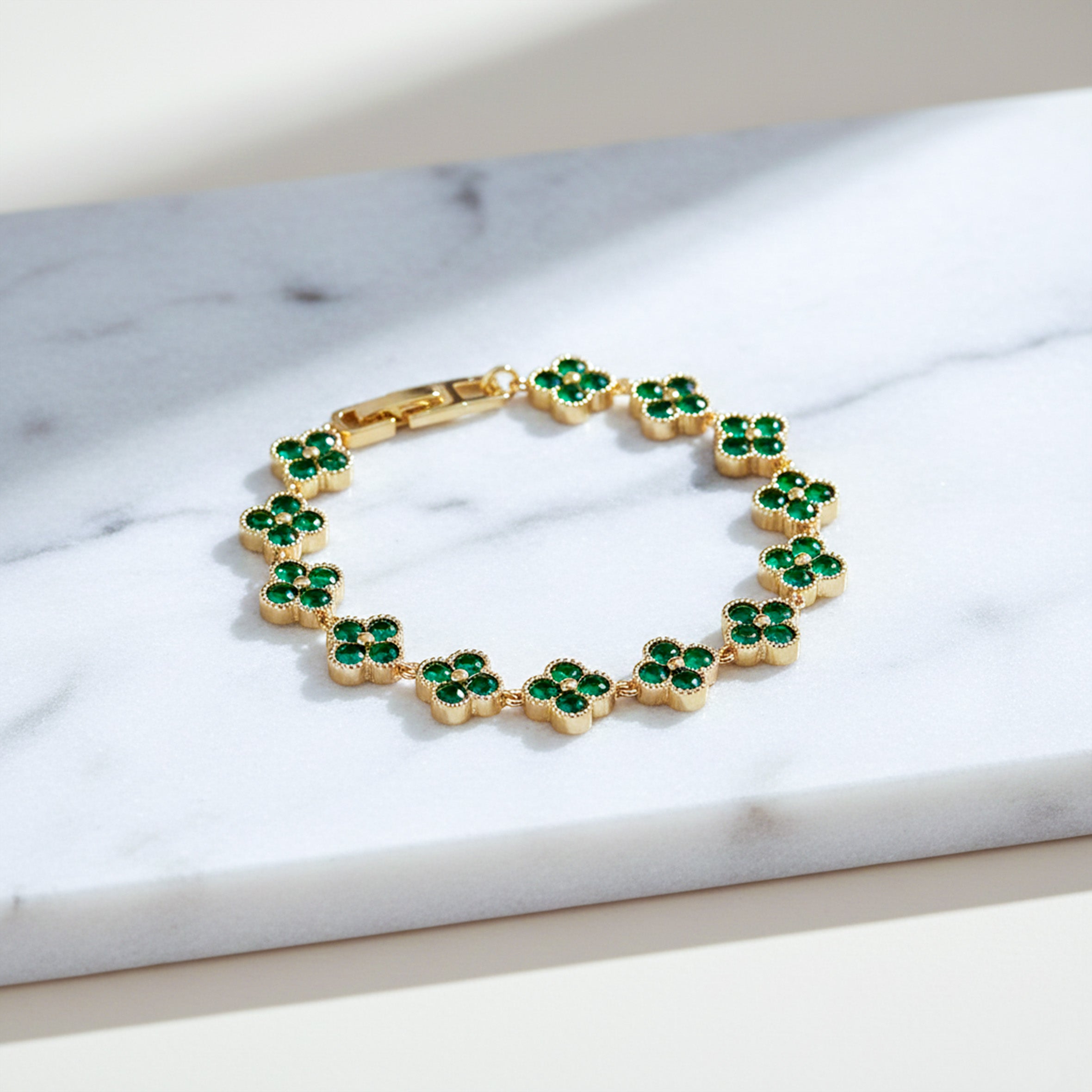 Green Four-Leaf Clover Bracelet GWB -130