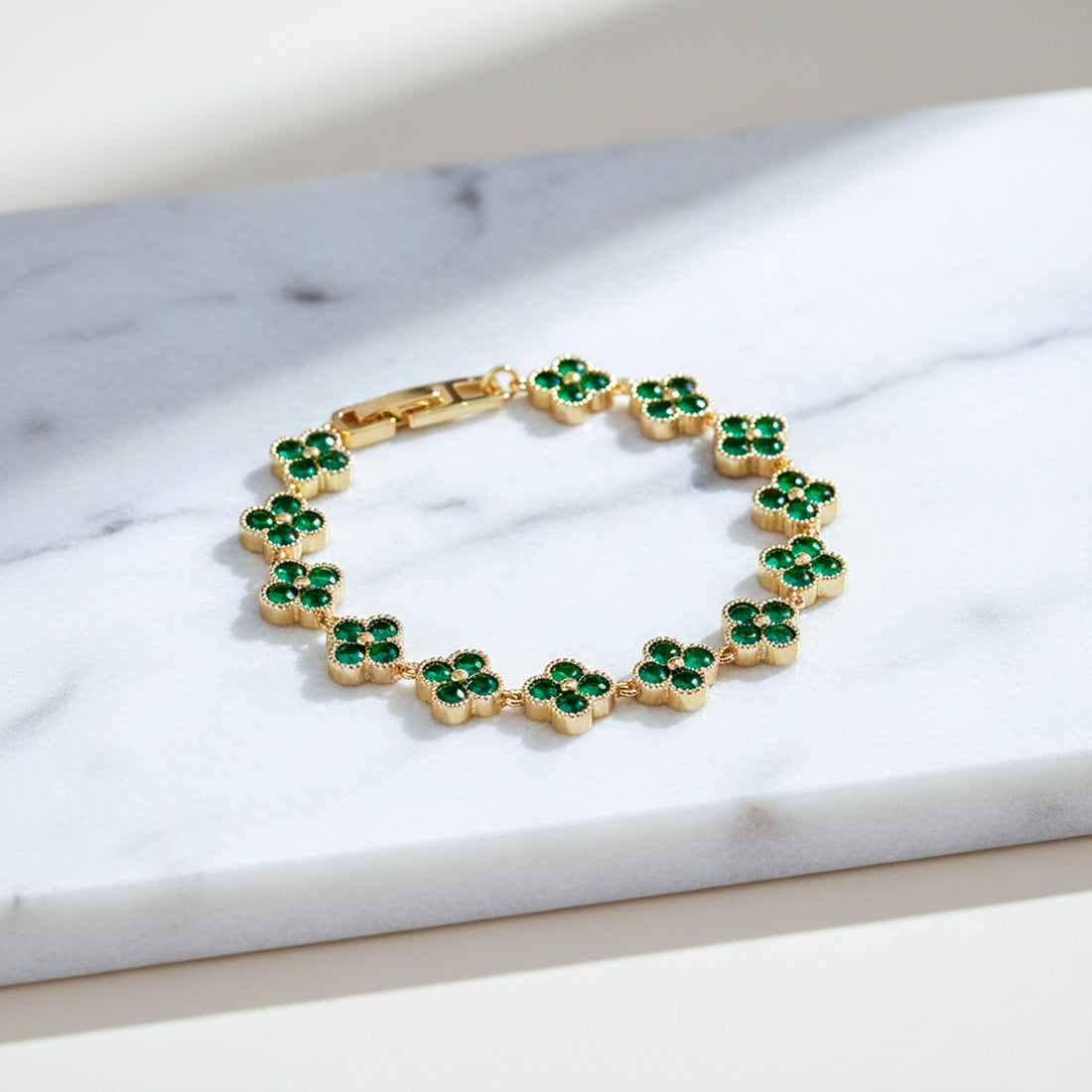 Green Four-Leaf Clover Bracelet GWB -130