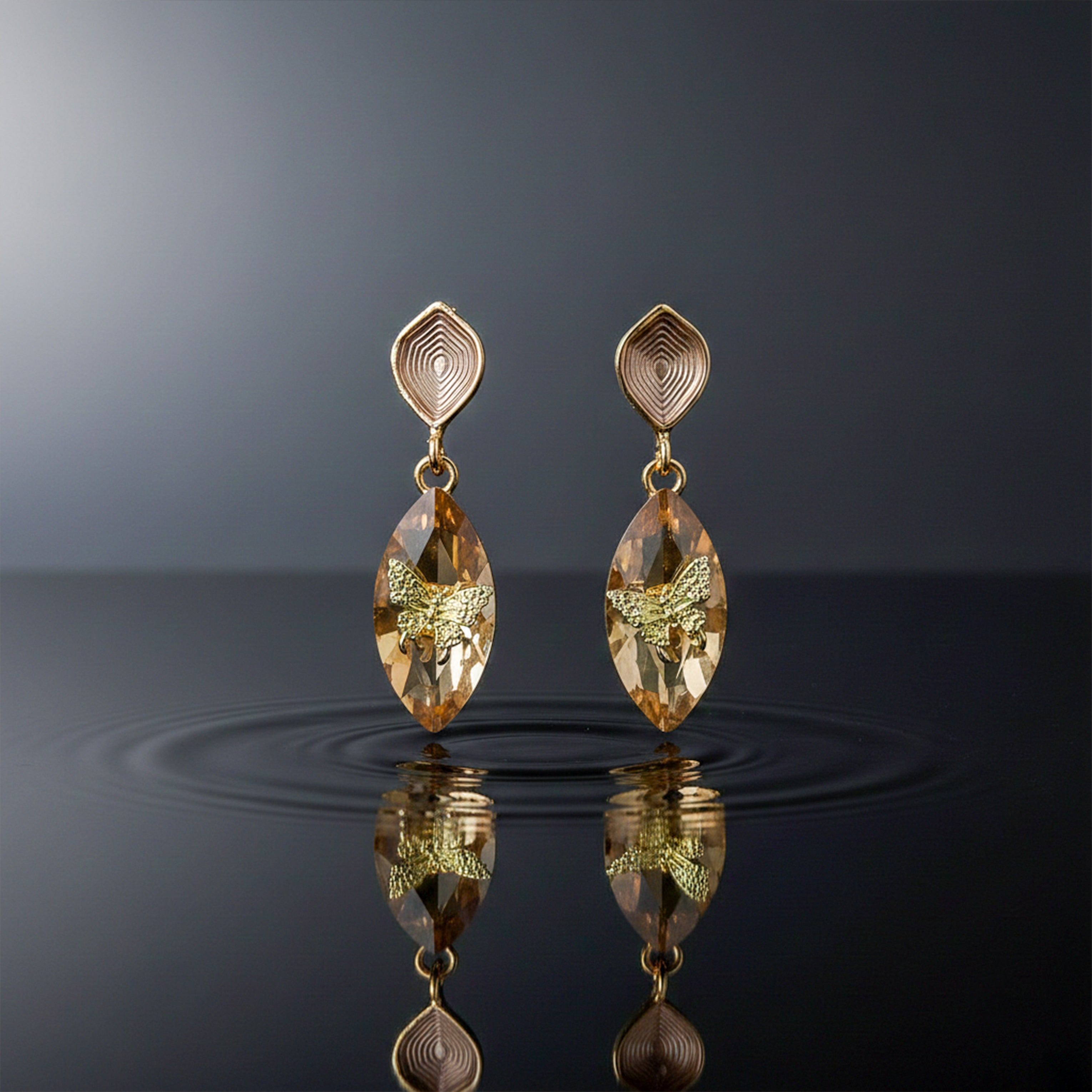 Champagne Butterfly Earrings GWE -217