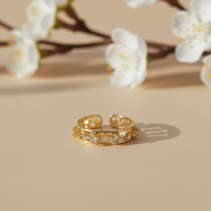 Royal Crown Crystal Gold Ring GWR -35