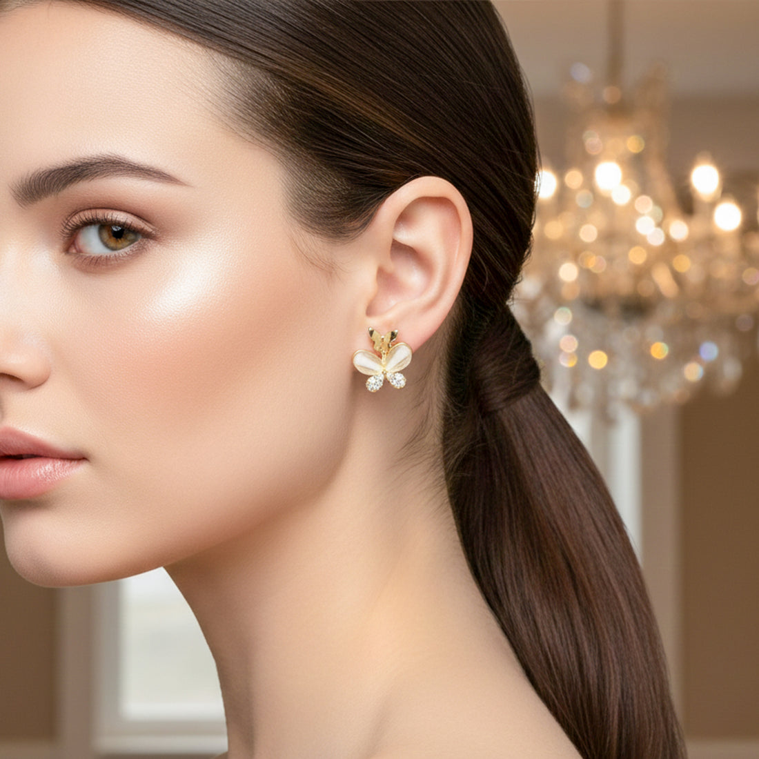 Golden Butterfly Bloom Earrings GWE -109