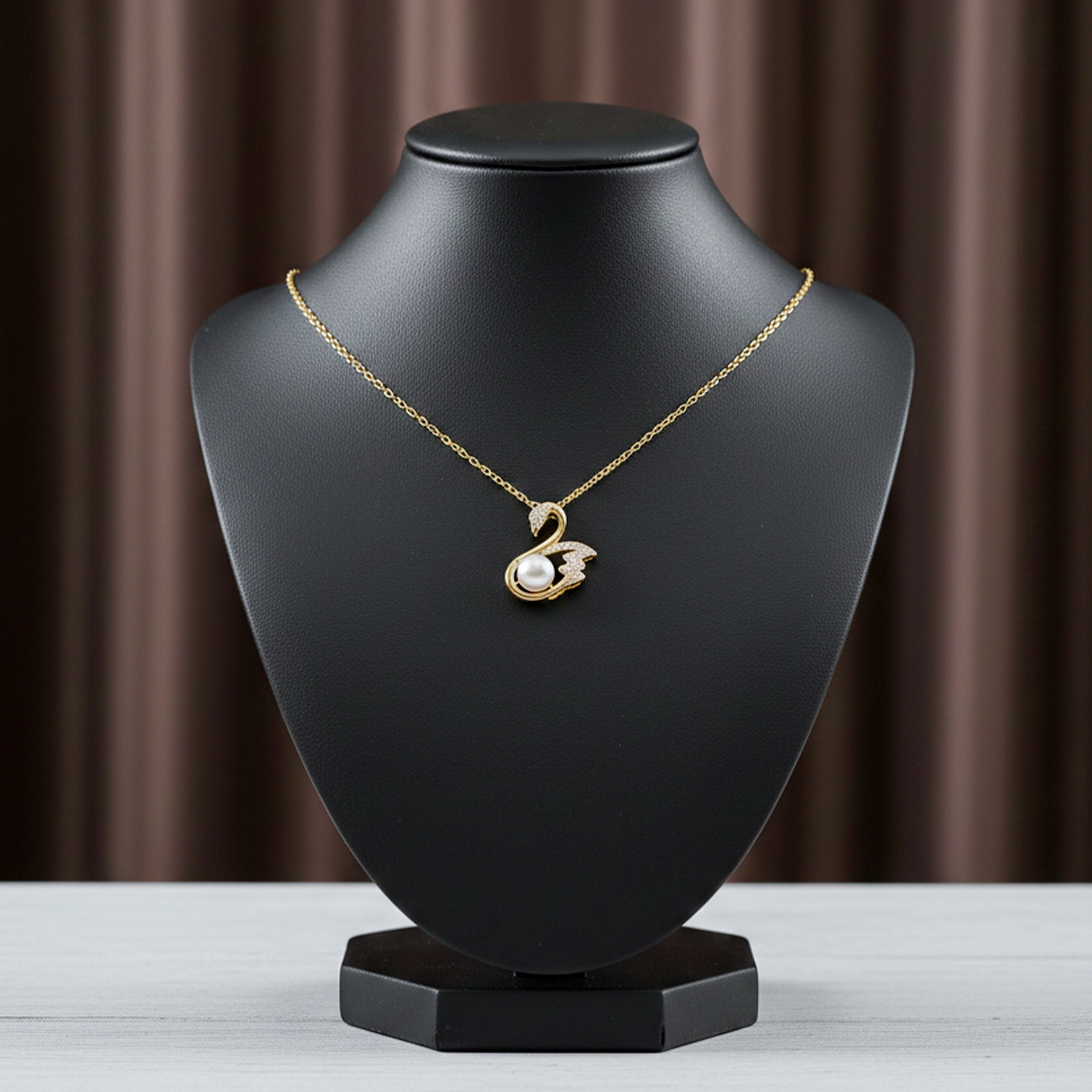 Gold Swan Crystal Necklace GWN -35