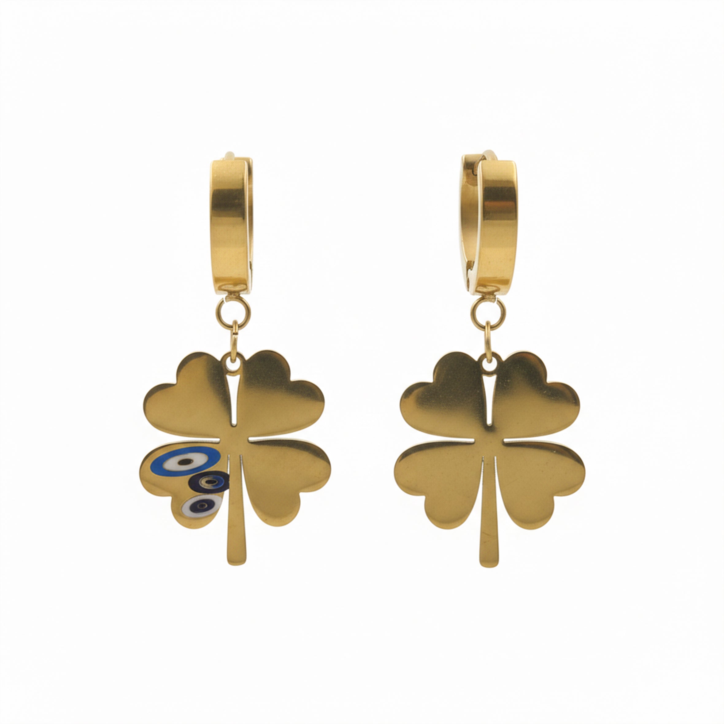 Clover Evil Eye Drop Hoop Earrings GWE -82