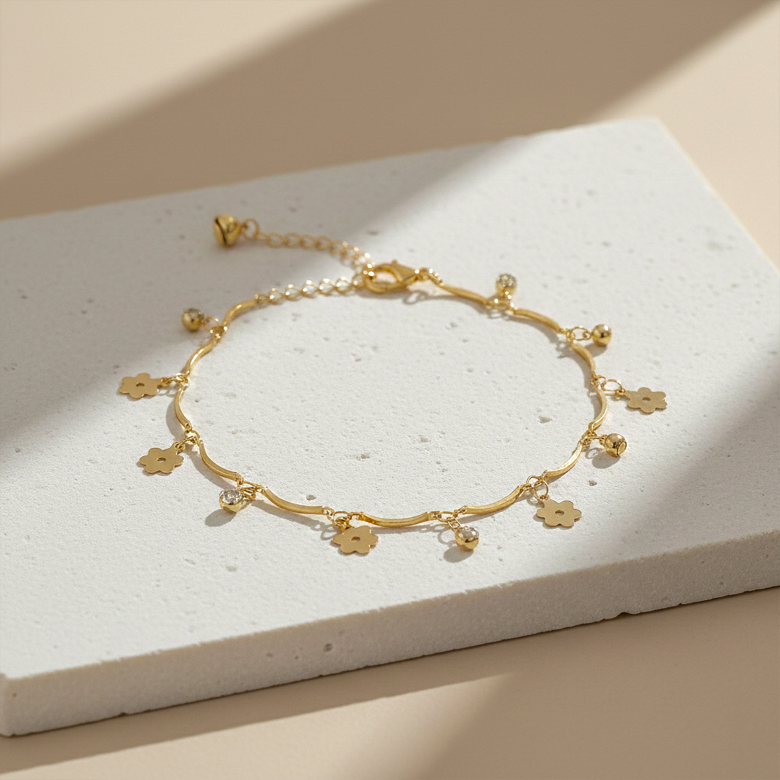 Golden Bloom Charm Anklet GWA -23