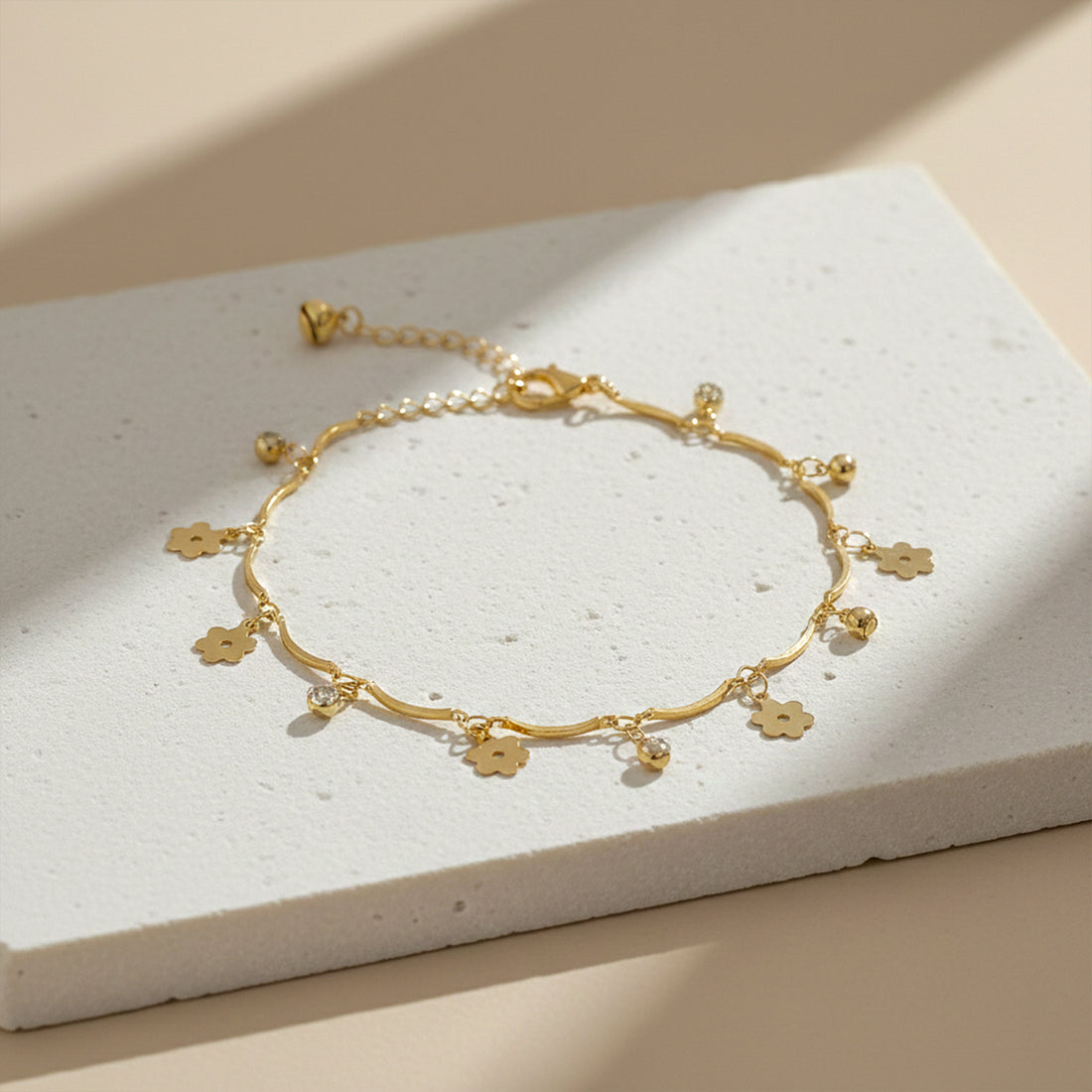 Golden Bloom Charm Anklet GWA -23