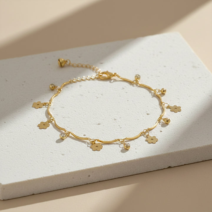 Golden Bloom Charm Anklet GWA -23