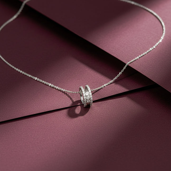 Silver Triple Stone Charm Necklace GEN -48