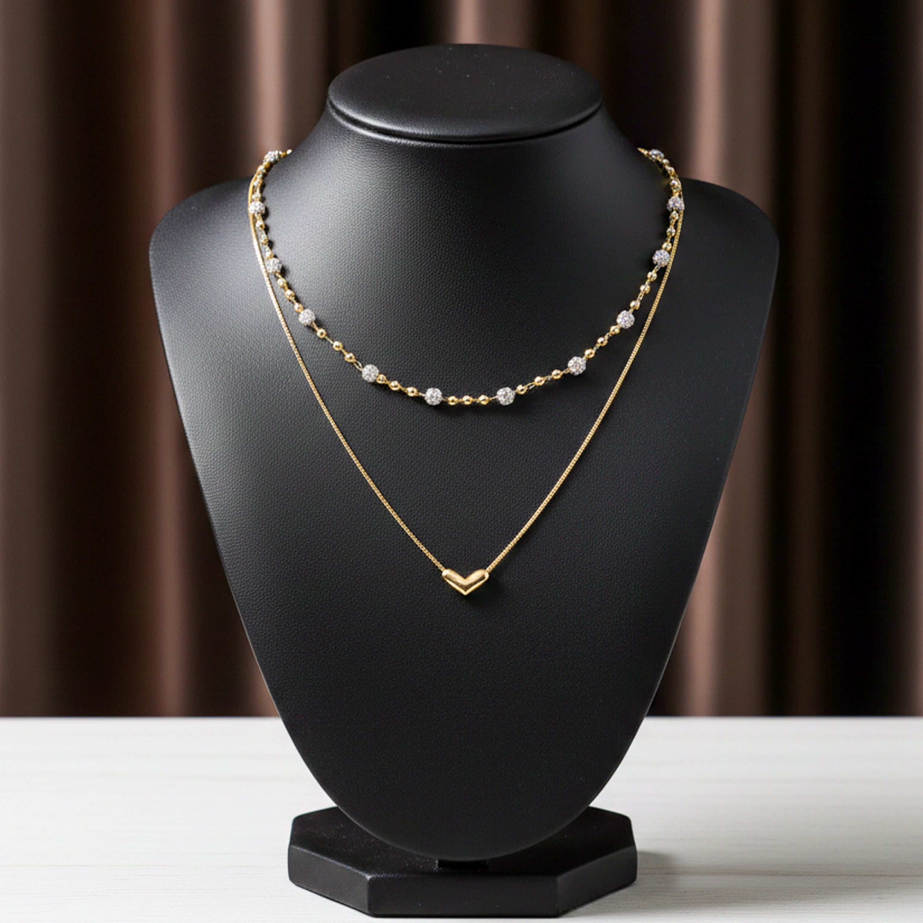 Double Chain Crystal Beaded Necklace GWN -63